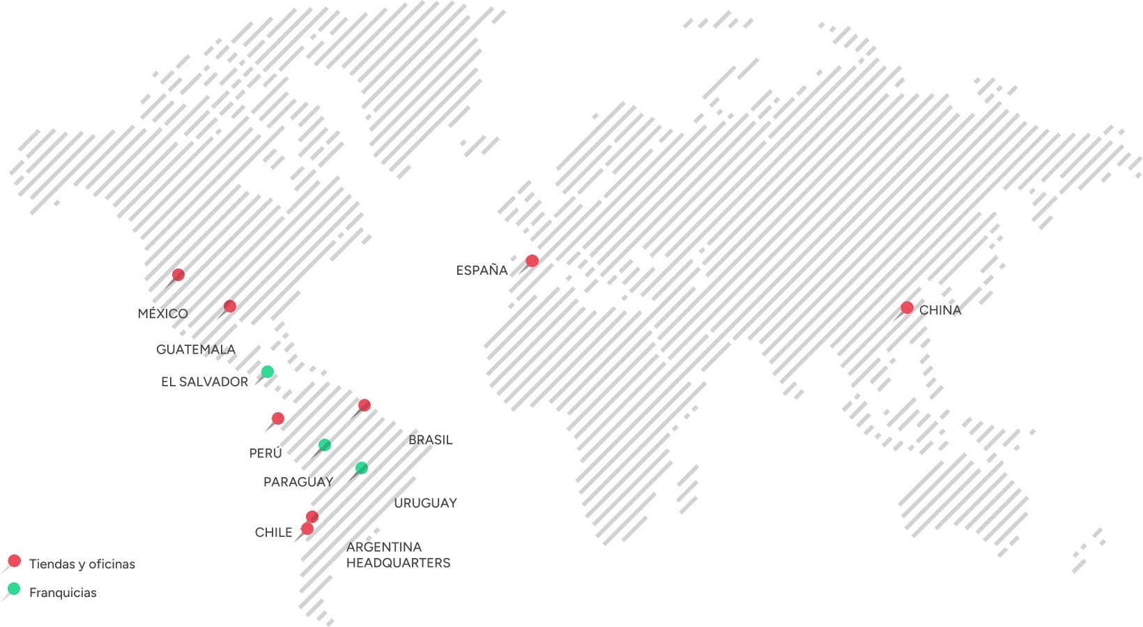 planisferio con locaciones de la marca