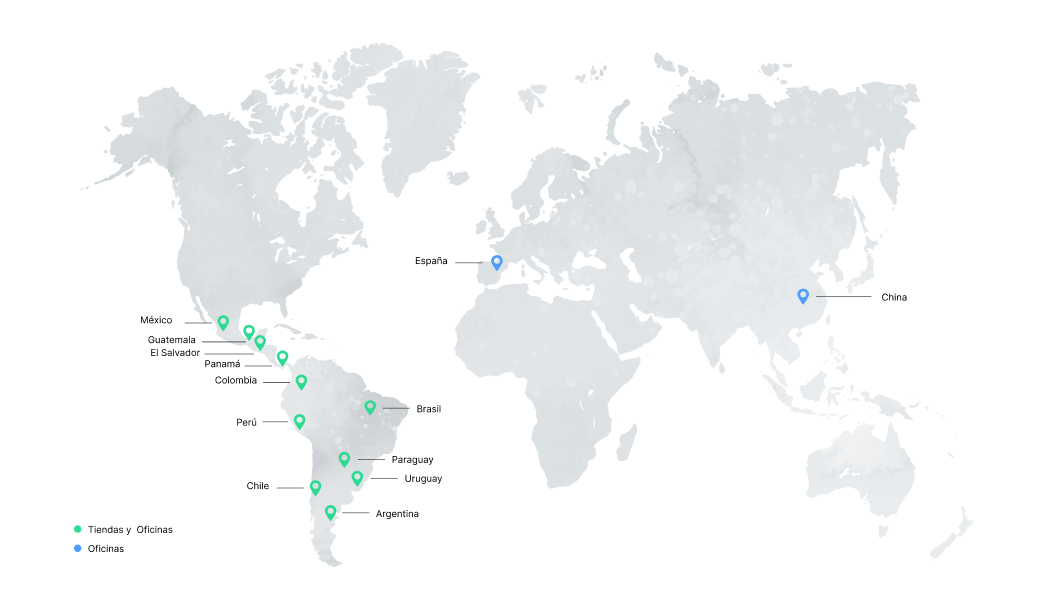 planisferio con locaciones de la marca